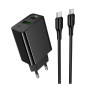 Мережевий зарядний пристрій Hoco CS95A USB QC3.0 / Type-C PD30W with cable, Black