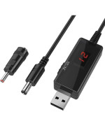Кабель USB to DC для роутера з 5v на 9V/12V 5.5х2.1/3.5x1.35mm з перемикачем, Black