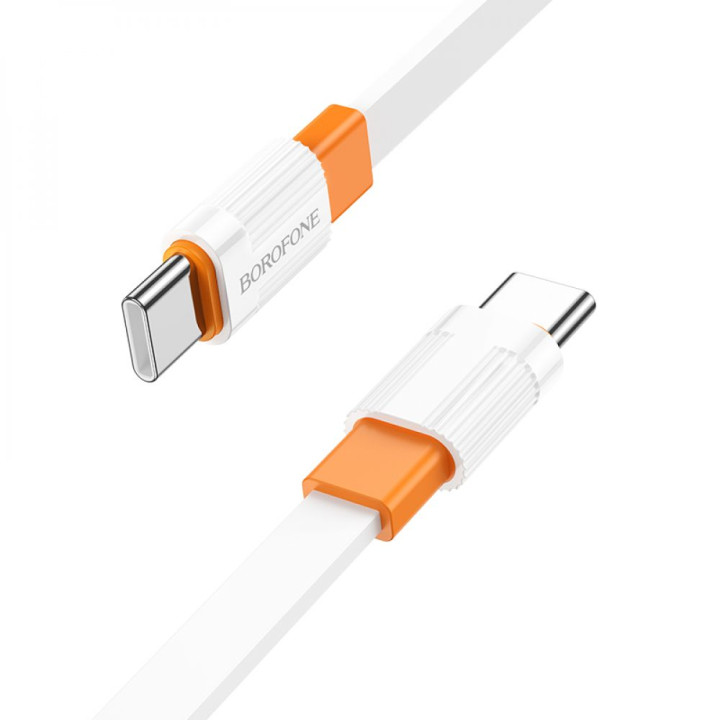 Data-кабель USB Borofone BX89 Union Type-C to Type-C 60W 3A 1m, White-orange