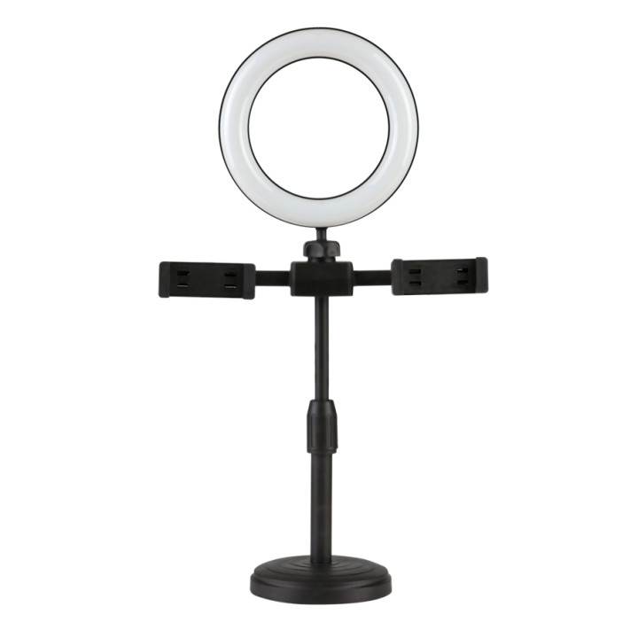 Кольцевая USB лампа с двумя держателями для смартфонов, Black