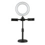 Кольцевая USB лампа с двумя держателями для смартфонов, Black
