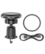 Автомобильный магнитный держатель Borofone BH202 Seaside Magnetic Wireless 15W, Grey