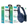 Bluetooth стерео навушники-гарнітура Celebrat A27, Blue
