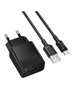 Сетевое зарядное устройство Borofone BAS71A USB 10.5W with cable Type-C, Black