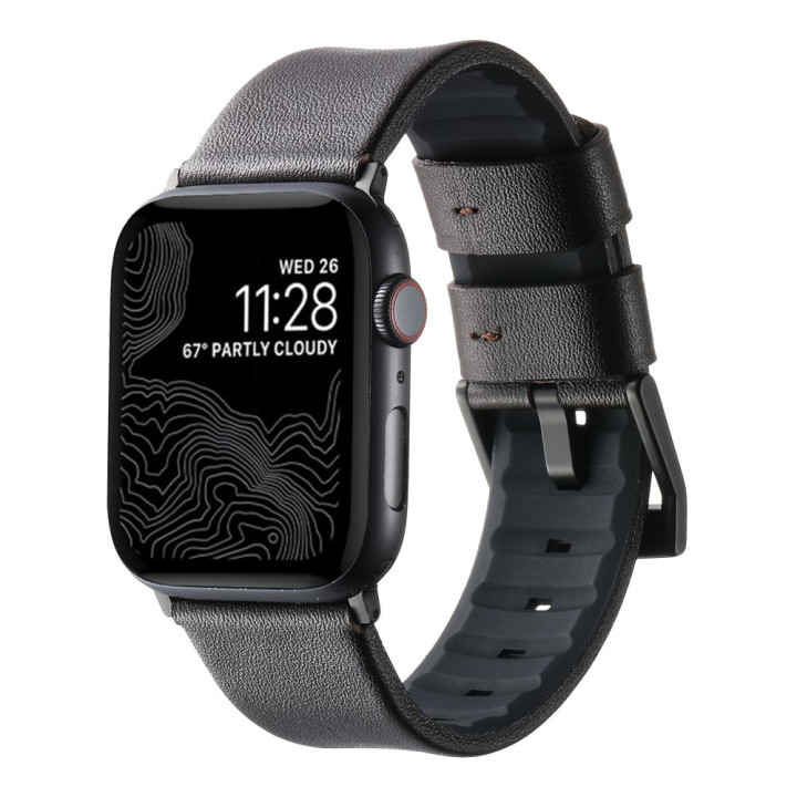 Ремінець Leather - Silicone для Watch 38 / 40 / 41 mm, Coffe Black