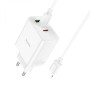 Мережевий Зарядний Пристрій Hoco C126A Pure USB QC 3.0 / Type-C PD 40W cable Type C to Lightning, White