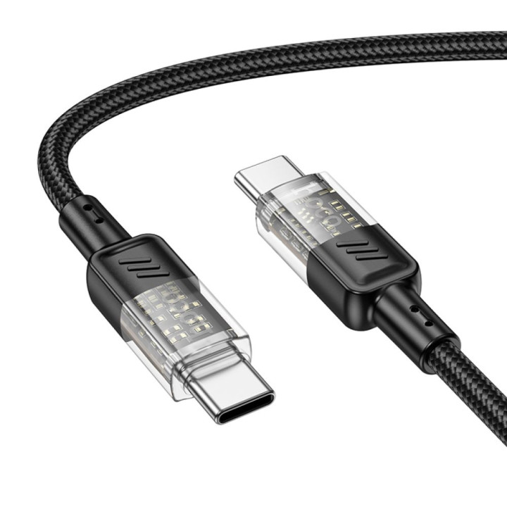 USB Кабель Hoco U129 60W 3A Type-C to Type-C 1.2m, Black