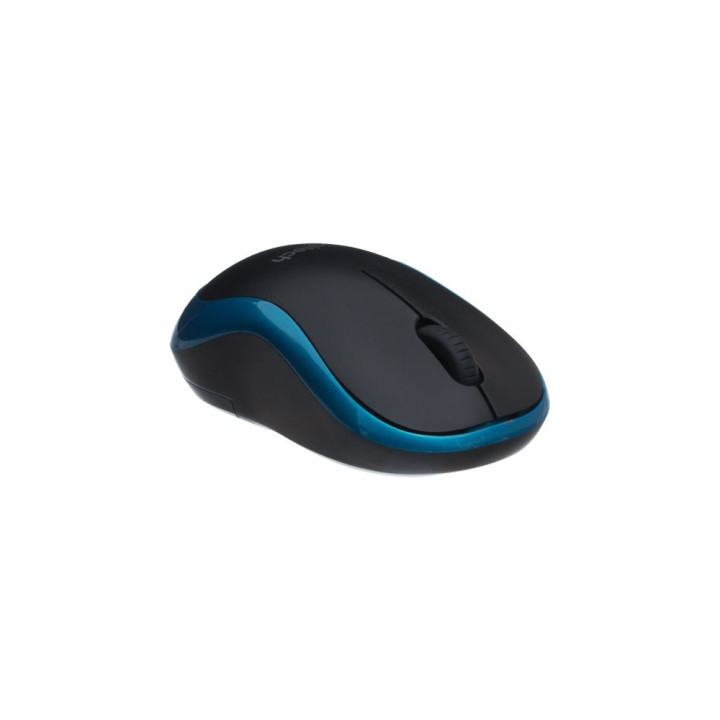 Беспроводная оптическая USB мышка Logitech M186 1000DPI, Black-Blue