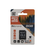 Карта Памяти Mibrand MicroSDHC 8gb 10 Class + Adapter, Black