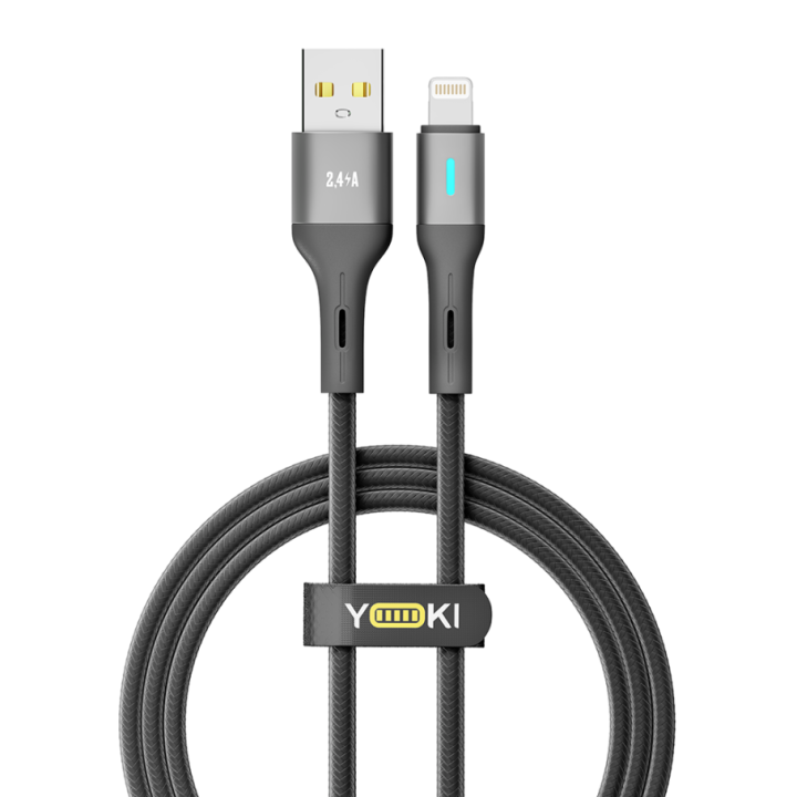 Data - кабель YOKI LED YK-LE17 USB to Lightning 12W 1.2m, Black