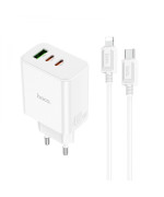Сетевое Зарядное Устройство Hoco C126A Pure USB QC 3.0 / Type-C PD 40W cable Type C to Lightning, White