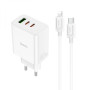 Мережевий Зарядний Пристрій Hoco C126A Pure USB QC 3.0 / Type-C PD 40W cable Type C to Lightning, White