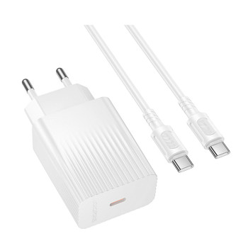 Сетевое зарядное устройство Borofone BAS73A Type-C PD2.0 20W / QC3.0 with cable 60W, White