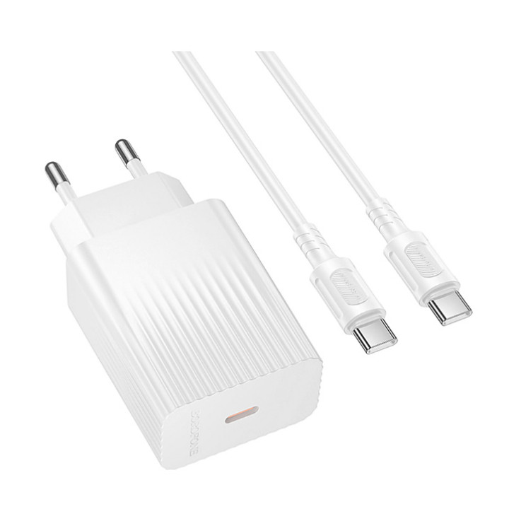 Сетевое зарядное устройство Borofone BAS73A Type-C PD2.0 20W / QC3.0 with cable 60W, White