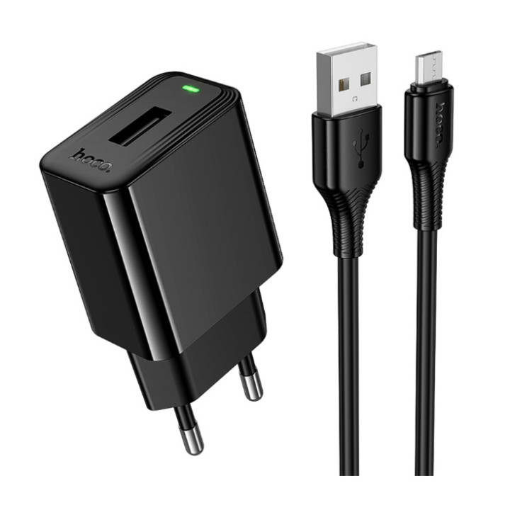 Сетевое зарядное устройство Hoco CS91A USB 10.5W with cable USB to micro-USB, Black