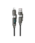 Data - кабель Hoco U152 4 в 1 USB / Type-C to Lightning / Type-C PD3.1 240W 1.2m, Black