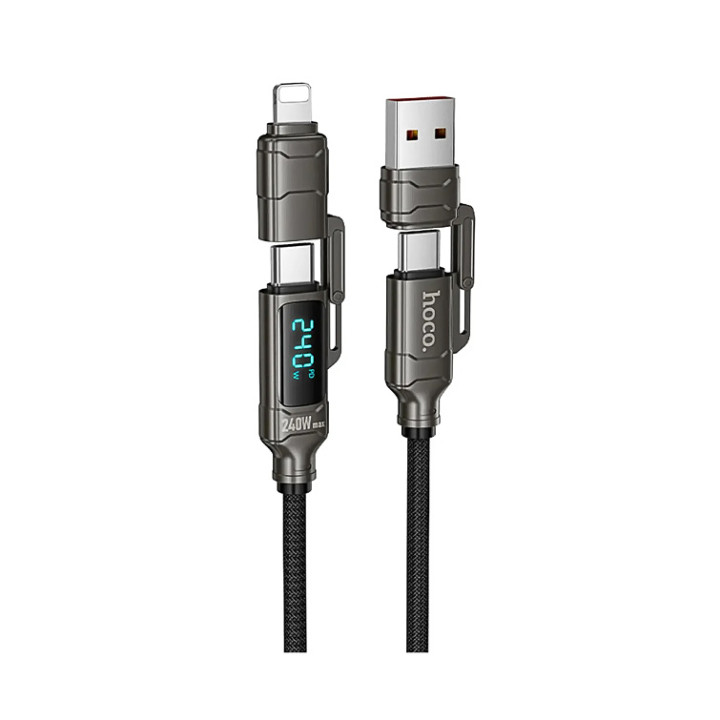 Data - кабель Hoco U152 4 в 1 USB / Type-C to Lightning / Type-C PD3.1 240W 1.2m, Black