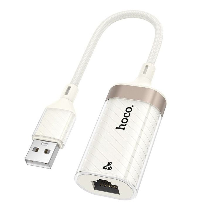 Перехідник Hoco UA41 USB to Ethernet adapter (100 Mbps), Apricot