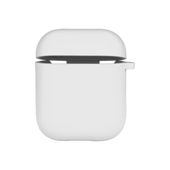 Чехол футляр Silicone Case with microfibra для Airpods 1/2, White