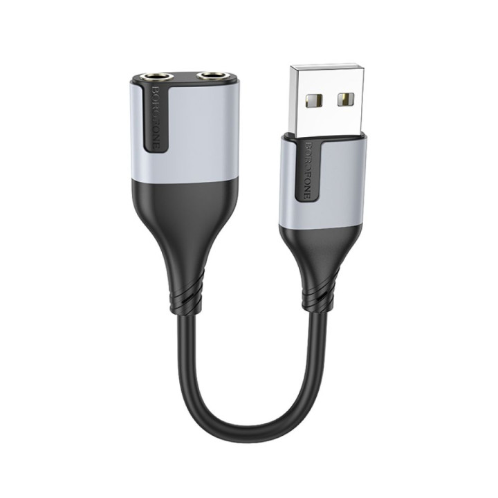 Переходник Borofone BV19 Creator 2-in-1 USB to 3.5mm, Black