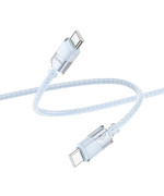 Data-кабель Hoco U132 60W 3A Type-C to Type-C 1.2m, Blue