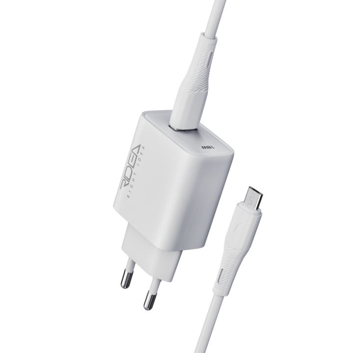 Сетевое Зарядное Устройство Ridea RW-18123 Rapid USB QC 18W с кабелем Micro-USB, White