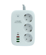 Мережевий Подовжувач LDNIO SEW3452 3 ports/PD/3USB/1 QC 3.0/1 Type-C/WiFi, White