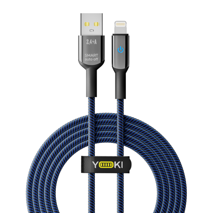 Data - кабель YOKI SMART YK-SM31 USB to Lightning 12W​ 2m, Black-Blue