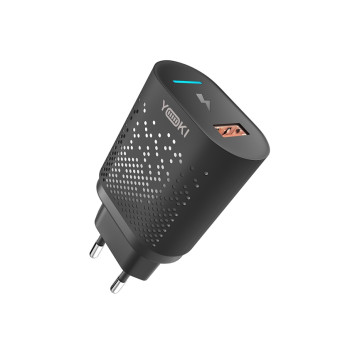 Сетевое зарядное устройство YOKI Led Series YK-QC USB QC3.0 18W, Black