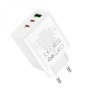 Мережевий зарядний пристрій Hoco C126A Pure PD40W QC3.0 3A (2Type-C / 1Type-A), White