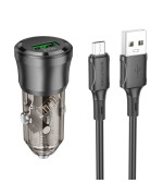 Автомобильное Зарядное Устройство Borofone BZ23 USB QC3.0 18W + cable Micro, Transparent black