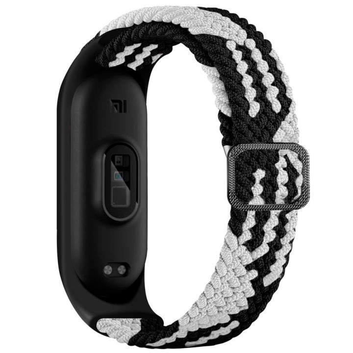 Ремешок для Xiaomi Mi Band 3 / 4 / 5 / 6 / 7 Elastic adjustment, Black White