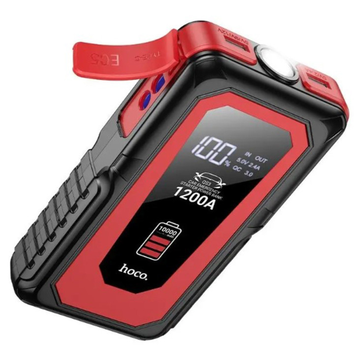 Автомобільний зарядний пристрій Hoco QS3 Jump Starter / Power Bank (10000mAh) 37Wh, Black