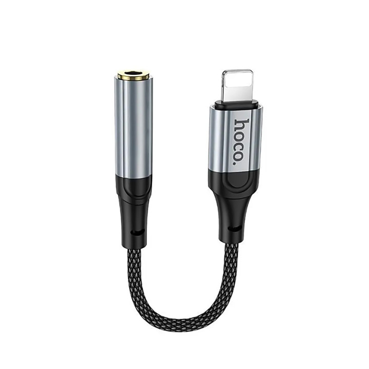 Перехідник Hoco LS36A Lightning to AUX 3.5mm 12cm, Grey