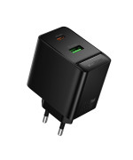 Мережевий зарядний пристрій Borofone BAS17A USB QC3.0 / Type-C PD65W, Black