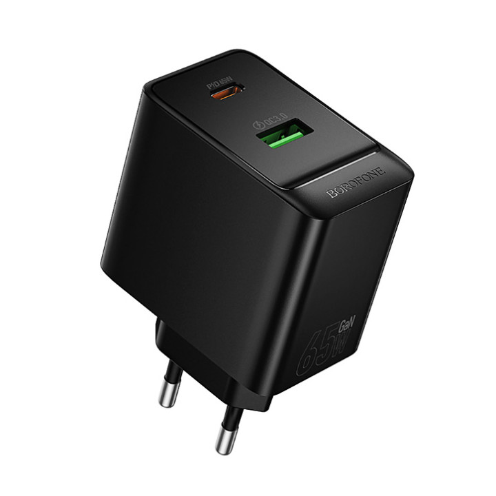 Мережевий зарядний пристрій Borofone BAS17A USB QC3.0 / Type-C PD65W, Black