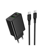 Сетевое зарядное устройство Hoco CS94A Type-C PD20W / USB QC3.0 with cable, Black