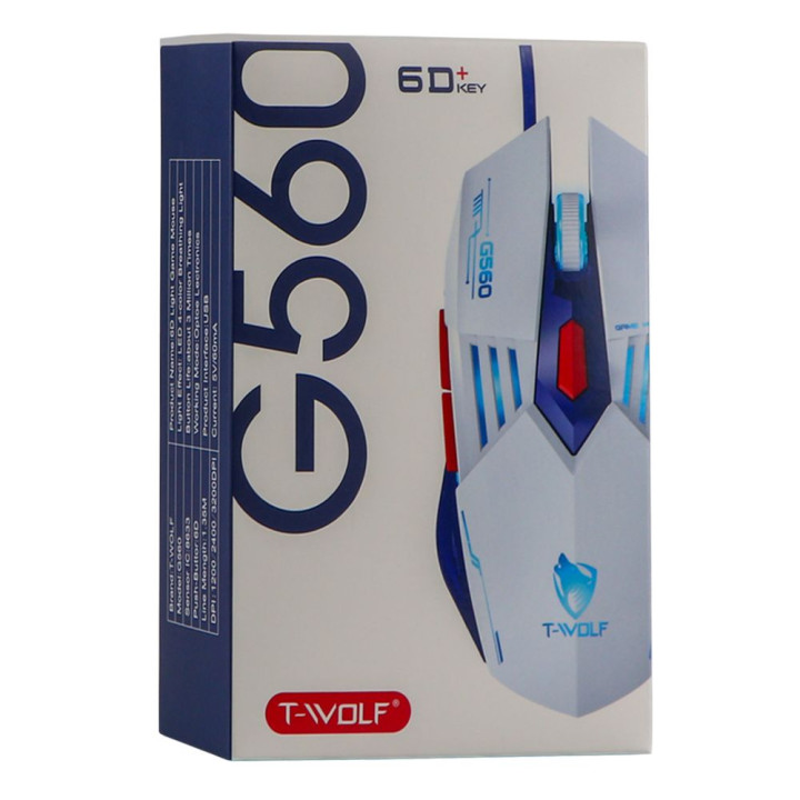 USB Игровая Мышь TWolf G560 3600 DPI, White blue