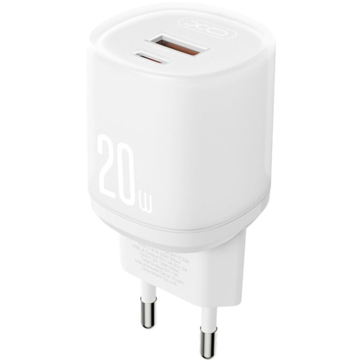 Сетевое зарядное устройство XO L144 USB QC3.0 / Type-C PD20W, White