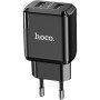 Сетевое зарядное устройство 2USB Hoco N6 QC3.0, Black