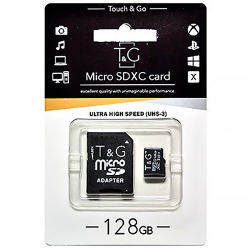 Карта памяти microSDXC T&G 128Gb (UHS-3)(Class 10) + Adapter SD