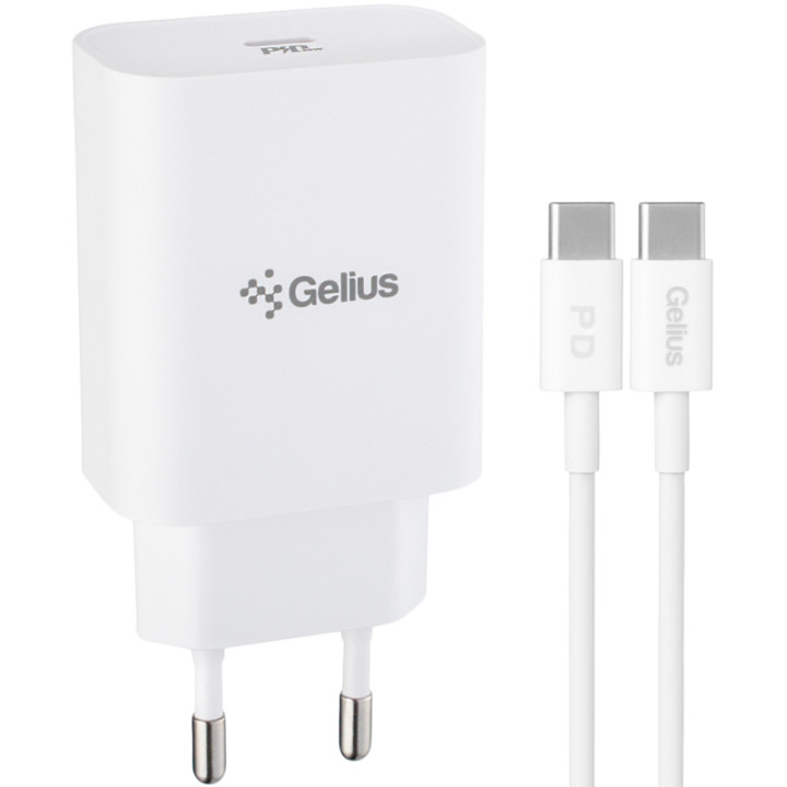 Сетевое зарядное устройство Gelius Pro Impulse PD30W GP-HC013 + Cable GP-UC111 60W Type-C / Type-C 1m, White