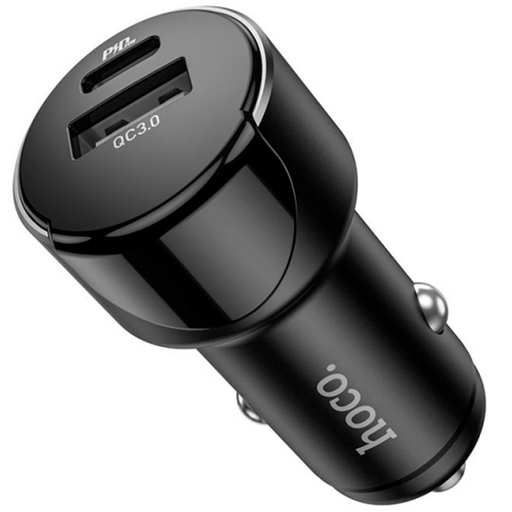 Автомобильное зарядное устройство Hoco Z42 PD20W+QC3.0 Type-C, Black