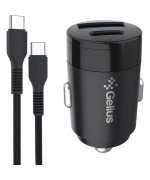 Автомобільний зарядний пристрій Gelius Pro Inch Twix GP-CC010C USB QC3.0 Type-C PD 30W cable Type-C to Type-C, Black