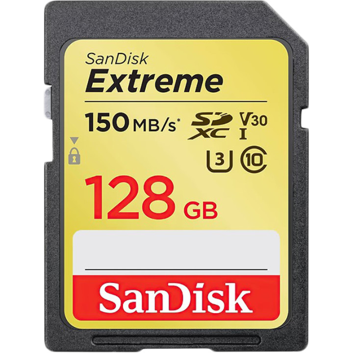 Карта памяти SDXC SanDisk Extreme 128Gb 4K V30 (UHS-1 U3) (150Mb/s), Class 10