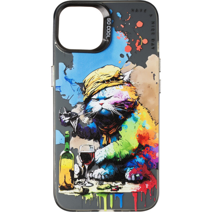 Чехол наклакда Gelius Case (PC+TPU) для Apple iPhone 13 / 14, Drunk Cat