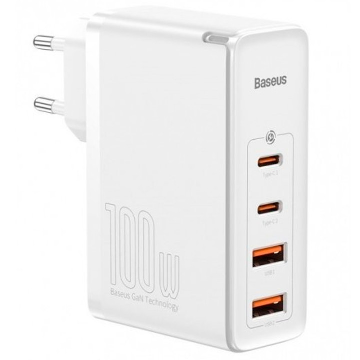 Сетевое зарядное устройство Baseus GaN2 Quick Charger 100W 2 USB + 2 Type-C (CCGAN2P-L02), White