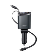 Автомобильное зарядное устройство XO CC71 4 в 1 USB / Type-C with cable Lightning / Type-C 108W, Metal