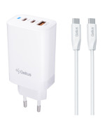 Мережевий зарядний пристрій Gelius Elevaro GP-HC065 USB / 2Type-C 65W з кабелем Type-C to Type-C, White