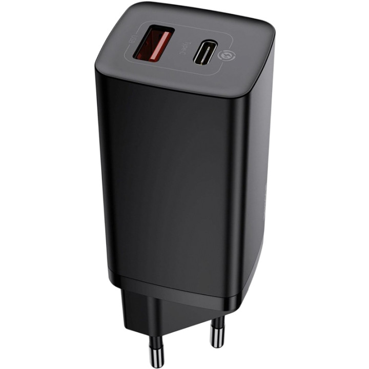 Мережевий зарядний пристрій Baseus GaN Lite CCGAN2L-B01 USB QC3.0 Type-C 65W 5A, Black